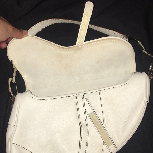 Authentic Christian Dior white leather saddle bag - Picture 7 of 12